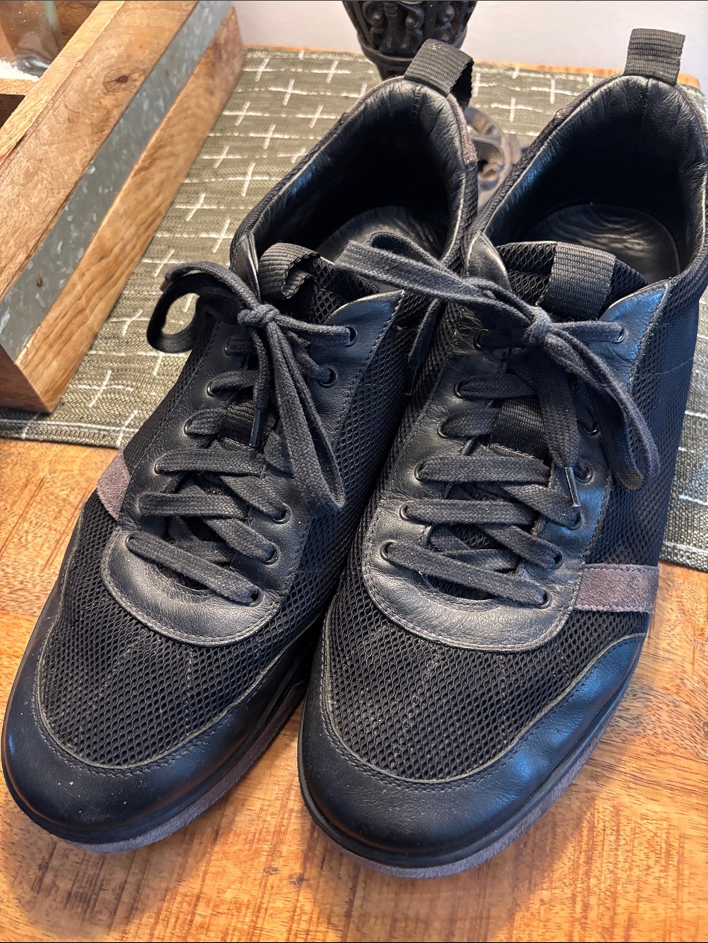 rag & bone Men’s Black Mesh and Leather Sneakers with Gray Accent